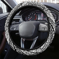Tahiti Plumeria Tribal Pattern Steering Wheel Cover Wave Style Black LT05 - Polynesian Pride