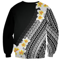 Tahiti Plumeria Tribal Pattern Sweatshirt Wave Style Black LT05 - Polynesian Pride