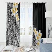 Tahiti Plumeria Tribal Pattern Window Curtain Wave Style Black LT05 - Polynesian Pride