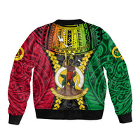 Vanuatu Bomber Jacket Vanuatuan Coat Of Arms Mix Pig Tusk Poynesian Pattern LT05 - Polynesian Pride