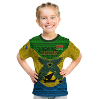 Vanuatu Malampa Province Kid T Shirt Coat Of Arms And Namele Fern Polynesian Pattern LT05 Yellow - Polynesian Pride