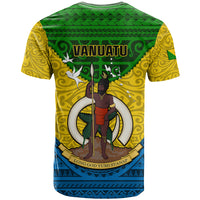 Vanuatu Malampa Province T Shirt Coat Of Arms And Namele Fern Polynesian Pattern LT05 - Polynesian Pride