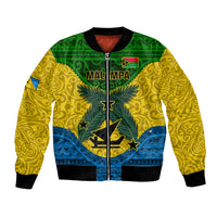 Personalized Vanuatu Malampa Province Bomber Jacket Coat Of Arms And Namele Fern Polynesian Pattern LT05 Unisex Yellow - Polynesian Pride