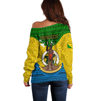 Personalized Vanuatu Malampa Province Off Shoulder Sweater Coat Of Arms And Namele Fern Polynesian Pattern LT05 - Polynesian Pride
