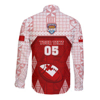 Custom Tonga Rugby Long Sleeve Button Shirt 2023 Pacific Championships Kupesi Ngatu Mate Maa LT05 - Polynesian Pride