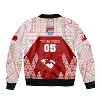 Custom Tonga Rugby Sleeve Zip Bomber Jacket 2023 Pacific Championships Kupesi Ngatu Mate Maa LT05 - Polynesian Pride