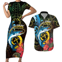 Vanuatu Fishing Couples Matching Short Sleeve Bodycon Dress and Hawaiian Shirt It's Time To Fish
