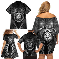 Aotearoa Toitu Te Tiriti Family Matching Off Shoulder Short Dress and Hawaiian Shirt Ka Mua Ka Muri LT05 - Polynesian Pride