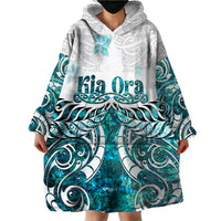 New Zealand Aotearoa Kia Ora Wearable Blanket Hoodie Paua Shell Maori Silver Fern LT05 - Polynesian Pride