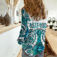 New Zealand Aotearoa Kia Ora Women Casual Shirt Paua Shell Maori Silver Fern LT05 - Polynesian Pride