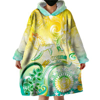 Personalised Cook Islands Kia Orana Wearable Blanket Hoodie Polynesian Turtle With Circle Stars LT05 - Polynesian Pride