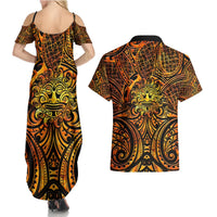 New Zealand Tamanuitera The Sun Couples Matching Summer Maxi Dress and Hawaiian Shirt Maori Pattern LT05 - Polynesian Pride