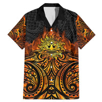 New Zealand Tamanuitera The Sun Family Matching Mermaid Dress and Hawaiian Shirt Maori Pattern LT05 Dad's Shirt - Short Sleeve Orange - Polynesian Pride