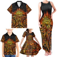 New Zealand Tamanuitera The Sun Family Matching Tank Maxi Dress and Hawaiian Shirt Maori Pattern LT05 - Polynesian Pride