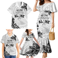 Personalised Polynesia Brain Cancer Family Matching Mermaid Dress and Hawaiian Shirt No One Fights Alone LT05 - Polynesian Pride