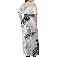 Personalised Polynesia Brain Cancer Family Matching Off Shoulder Maxi Dress and Hawaiian Shirt No One Fights Alone LT05 - Polynesian Pride