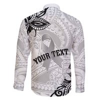 Personalised Polynesia Brain Cancer Family Matching Off Shoulder Short Dress and Hawaiian Shirt No One Fights Alone LT05 - Polynesian Pride