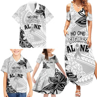 Personalised Polynesia Brain Cancer Family Matching Summer Maxi Dress and Hawaiian Shirt No One Fights Alone LT05 - Polynesian Pride