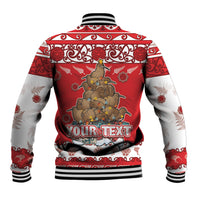 Personalised New Zealand Christmas In July Baseball Jacket Maori Kiwi Xmas Tree - Red