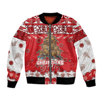 Personalised New Zealand Christmas In July Bomber Jacket Maori Kiwi Xmas Tree - Red