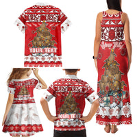 Personalised New Zealand Christmas In July Family Matching Tank Maxi Dress and Hawaiian Shirt Maori Kiwi Xmas Tree - Red