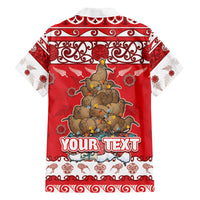 Personalised New Zealand Christmas In July Family Matching Tank Maxi Dress and Hawaiian Shirt Maori Kiwi Xmas Tree - Red