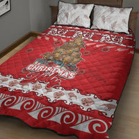 New Zealand Christmas In July Quilt Bed Set Maori Kiwi Xmas Tree - Red