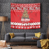 New Zealand Christmas In July Tapestry Maori Kiwi Xmas Tree - Red