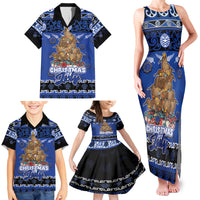 Personalised New Zealand July Christmas Family Matching Tank Maxi Dress and Hawaiian Shirt Maori Kiwi Xmas Tree - Blue LT05 - Polynesian Pride