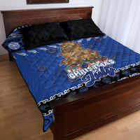 New Zealand July Christmas Quilt Bed Set Maori Kiwi Xmas Tree - Blue