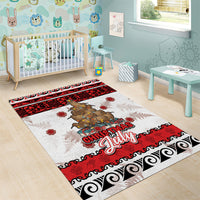 New Zealand July Christmas Area Rug Maori Kiwi Xmas Tree - White