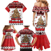 Personalised New Zealand July Christmas Family Matching Mermaid Dress and Hawaiian Shirt Maori Kiwi Xmas Tree - White LT05 - Polynesian Pride