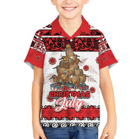 Personalised New Zealand July Christmas Family Matching Off The Shoulder Long Sleeve Dress and Hawaiian Shirt Maori Kiwi Xmas Tree - White