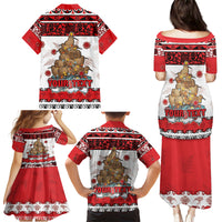 Personalised New Zealand July Christmas Family Matching Puletasi and Hawaiian Shirt Maori Kiwi Xmas Tree - White LT05 - Polynesian Pride
