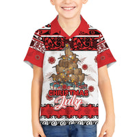 Personalised New Zealand July Christmas Family Matching Short Sleeve Bodycon Dress and Hawaiian Shirt Maori Kiwi Xmas Tree - White LT05 Son's Shirt White - Polynesian Pride