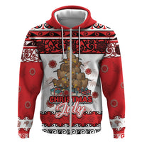 Personalised New Zealand July Christmas Hoodie Maori Kiwi Xmas Tree - White