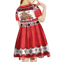 Personalised New Zealand July Christmas Kid Short Sleeve Dress Maori Kiwi Xmas Tree - White