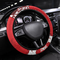 New Zealand July Christmas Steering Wheel Cover Maori Kiwi Xmas Tree - White