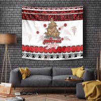 New Zealand July Christmas Tapestry Maori Kiwi Xmas Tree - White