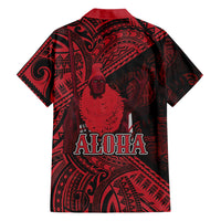 Hawaii King Kamehameha Family Matching Off Shoulder Maxi Dress and Hawaiian Shirt With Hawaiian Ipu Motifs Red Version LT05 - Polynesian Pride