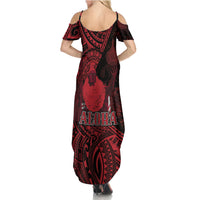 Hawaii King Kamehameha Family Matching Summer Maxi Dress and Hawaiian Shirt With Hawaiian Ipu Motifs Red Version LT05 - Polynesian Pride