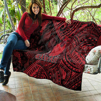 Hawaii King Kamehameha Quilt With Hawaiian Ipu Motifs Red Version