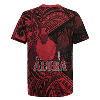 Hawaii King Kamehameha Rugby Jersey With Hawaiian Ipu Motifs Red Version