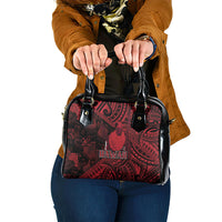 Hawaii King Kamehameha Shoulder Handbag With Hawaiian Ipu Motifs Red Version