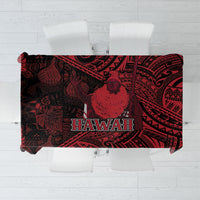Hawaii King Kamehameha Tablecloth With Hawaiian Ipu Motifs Red Version
