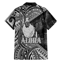 Hawaii King Kamehameha Family Matching Off Shoulder Maxi Dress and Hawaiian Shirt With Hawaiian Ipu Motifs Black Version LT05 - Polynesian Pride