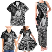 Hawaii King Kamehameha Family Matching Tank Maxi Dress and Hawaiian Shirt With Hawaiian Ipu Motifs Black Version LT05 - Polynesian Pride
