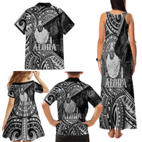 Hawaii King Kamehameha Family Matching Tank Maxi Dress and Hawaiian Shirt With Hawaiian Ipu Motifs Black Version LT05 - Polynesian Pride