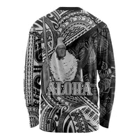 Hawaii King Kamehameha Long Sleeve Shirt With Hawaiian Ipu Motifs Black Version