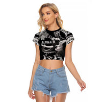 Hawaii Beautiful Hula Dancers Raglan Cropped T Shirt With Ipu Keke And Pahu Drum